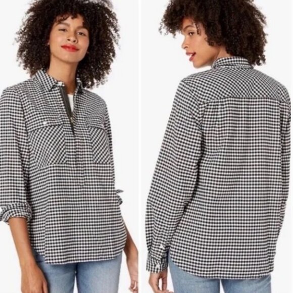 J Crew Merchantile Flannel Half Zip Pullover Sz Med MSRP $120 - Picture 3 of 10